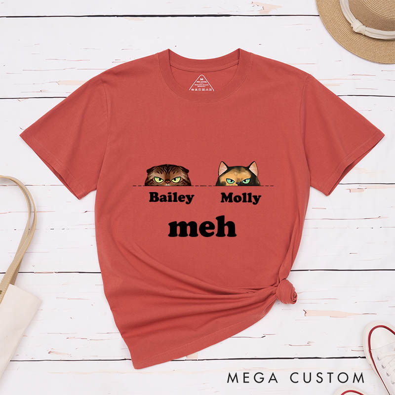 Personalized Cat Lover Meh Cat T-Shirt
