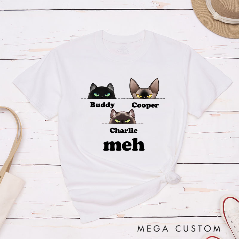 Personalized Cat Lover Meh Cat T-Shirt
