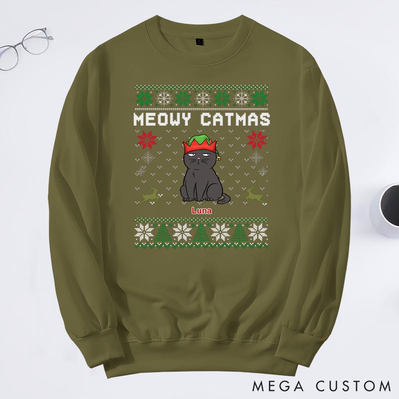 Personalized Cat Lover Meowy Catmas Sweatshirts