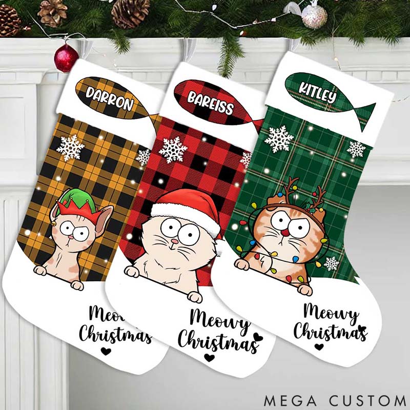 Personalized Cat Lover Meowy Christmas Christmas Stockings