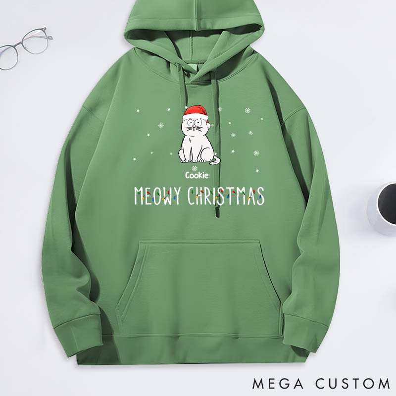 Personalized Cat Lover Meowy Christmas Funny Cartoon Cats Classic Hoodies