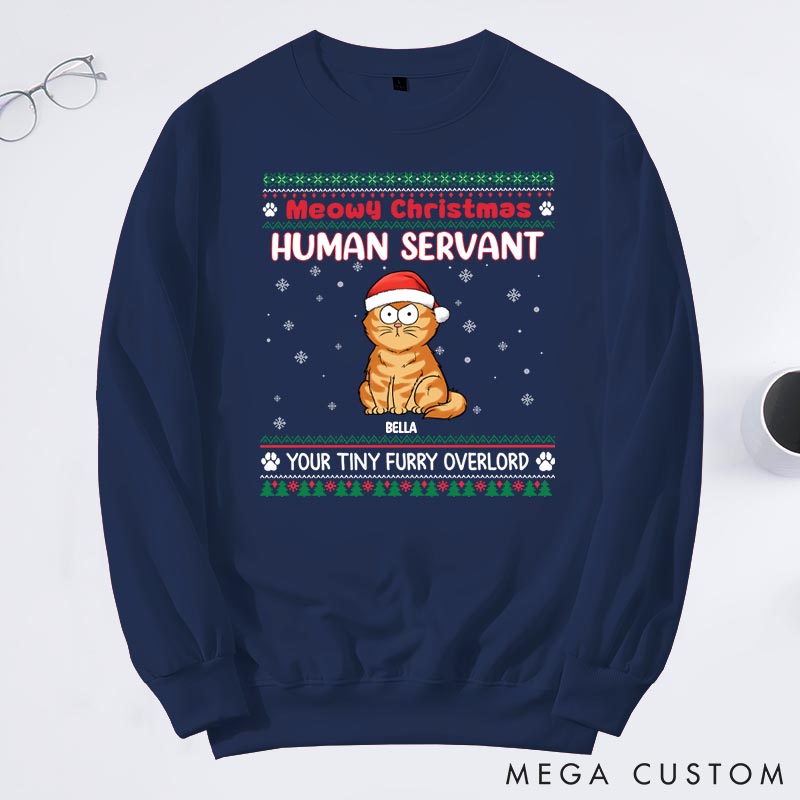 Personalized Cat Lover Meowy Christmas Sweatshirts