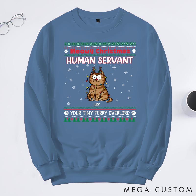 Personalized Cat Lover Meowy Christmas Sweatshirts