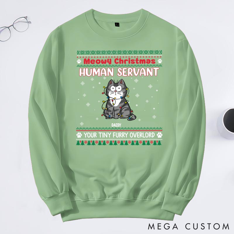 Personalized Cat Lover Meowy Christmas Sweatshirts