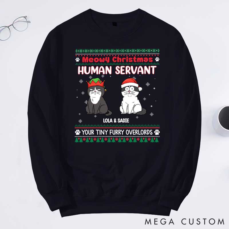 Personalized Cat Lover Meowy Christmas Sweatshirts