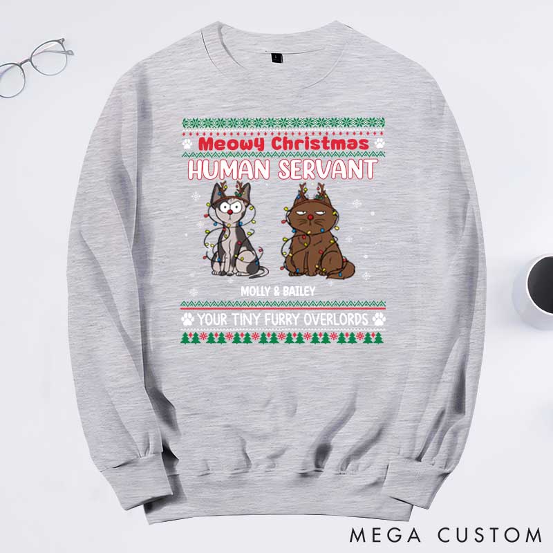 Personalized Cat Lover Meowy Christmas Sweatshirts