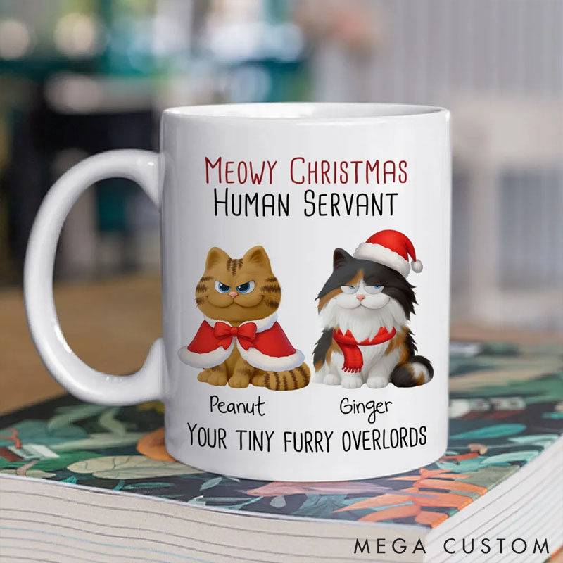 Personalized Cat Lover Meowy Day Christmas Mugs