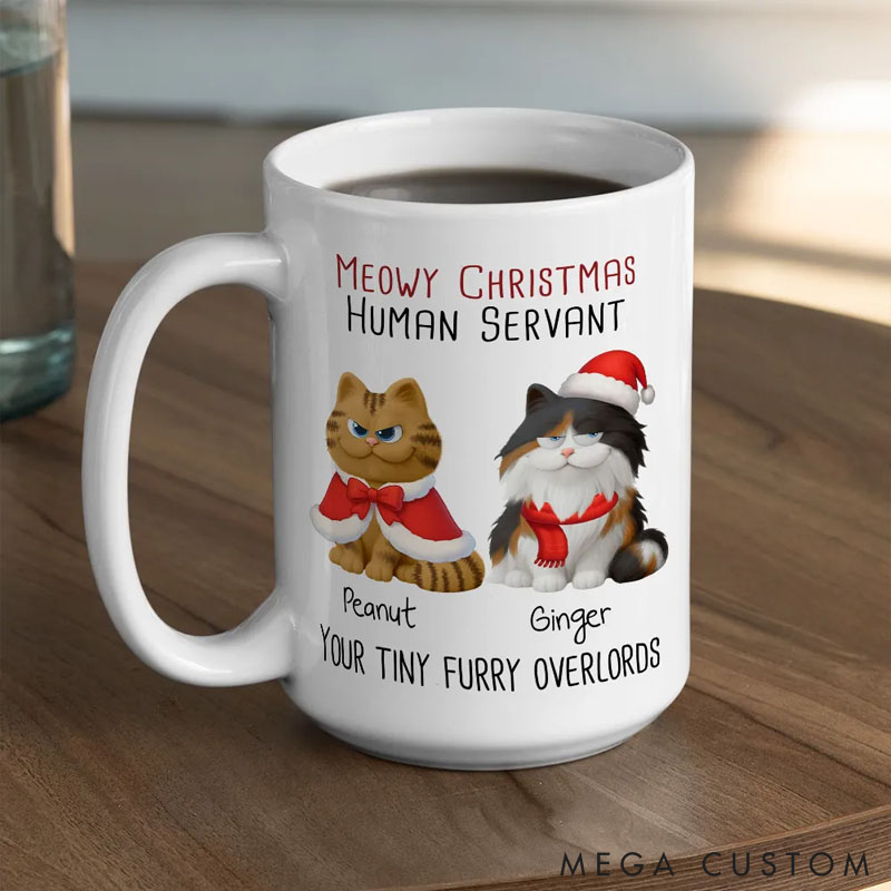 Personalized Cat Lover Meowy Day Christmas Mugs