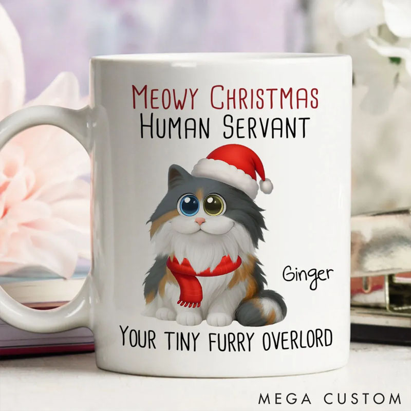 Personalized Cat Lover Meowy Day Christmas Mugs