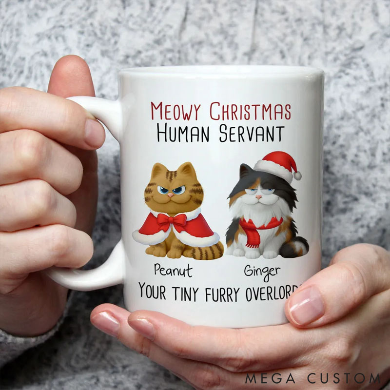 Personalized Cat Lover Meowy Day Christmas Mugs