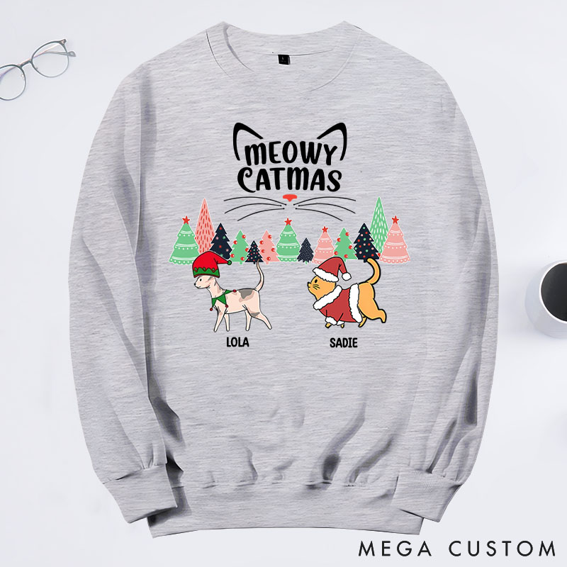 Personalized Cat Lover Merry Catmas To All Sweatshirts