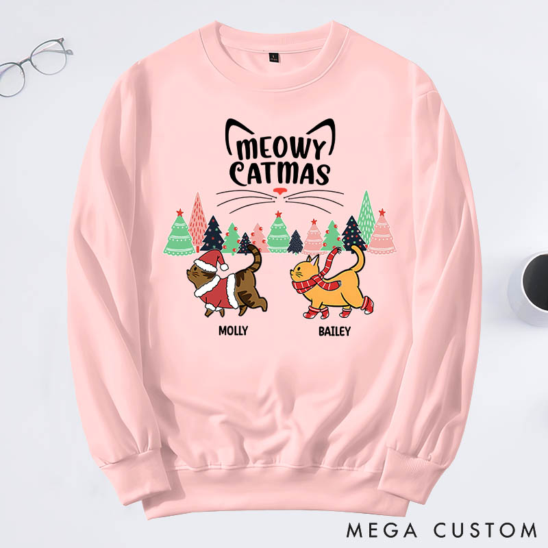 Personalized Cat Lover Merry Catmas To All Sweatshirts