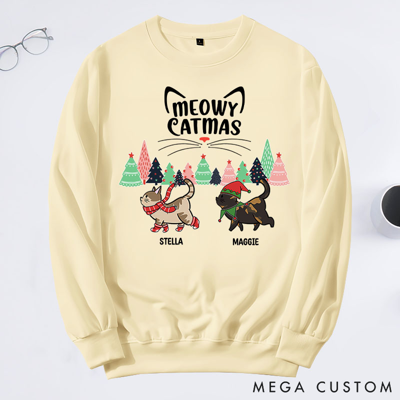 Personalized Cat Lover Merry Catmas To All Sweatshirts