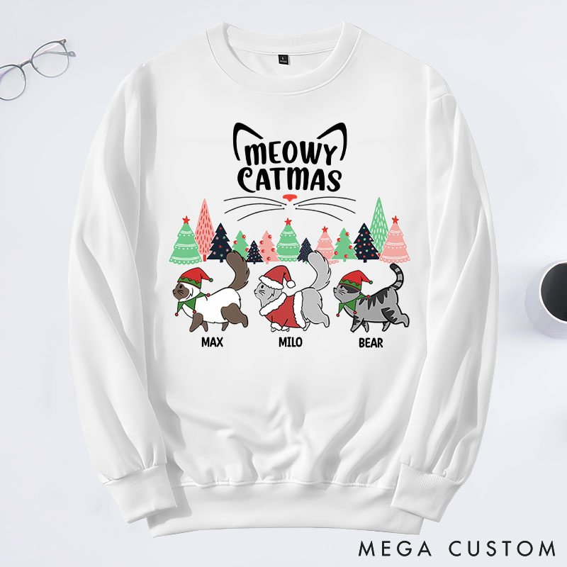 Personalized Cat Lover Merry Catmas To All Sweatshirts