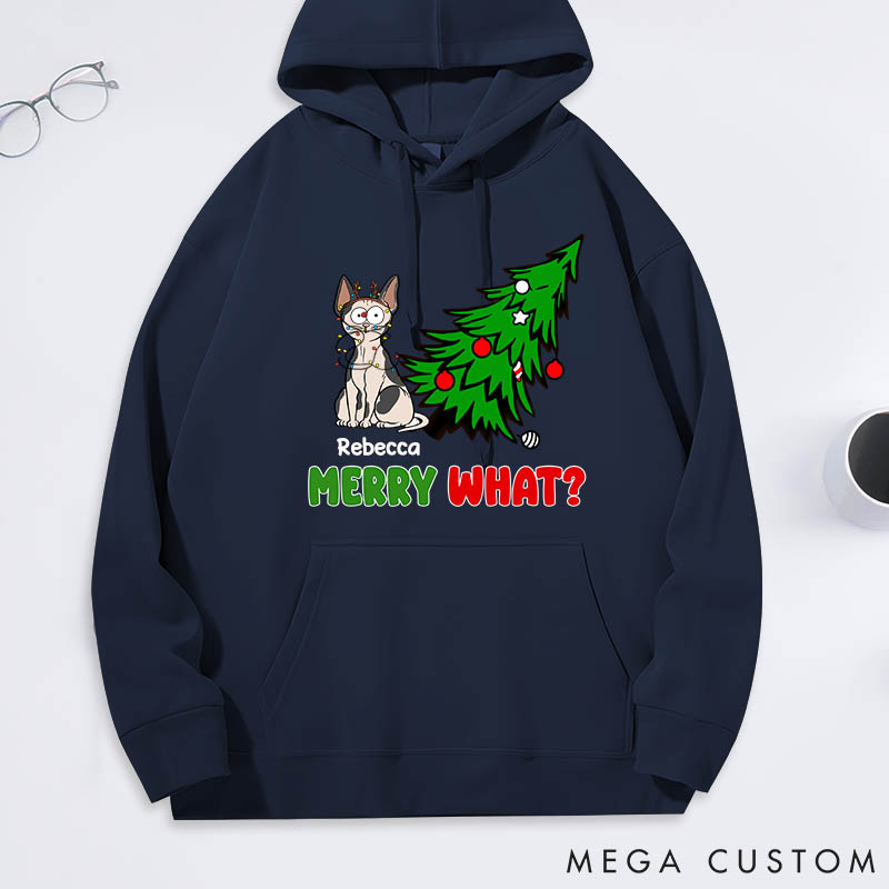Personalized Cat Lover Merry What Funny Cartoon Cats Classic Hoodies