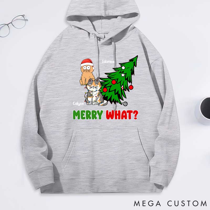 Personalized Cat Lover Merry What Funny Cartoon Cats Classic Hoodies