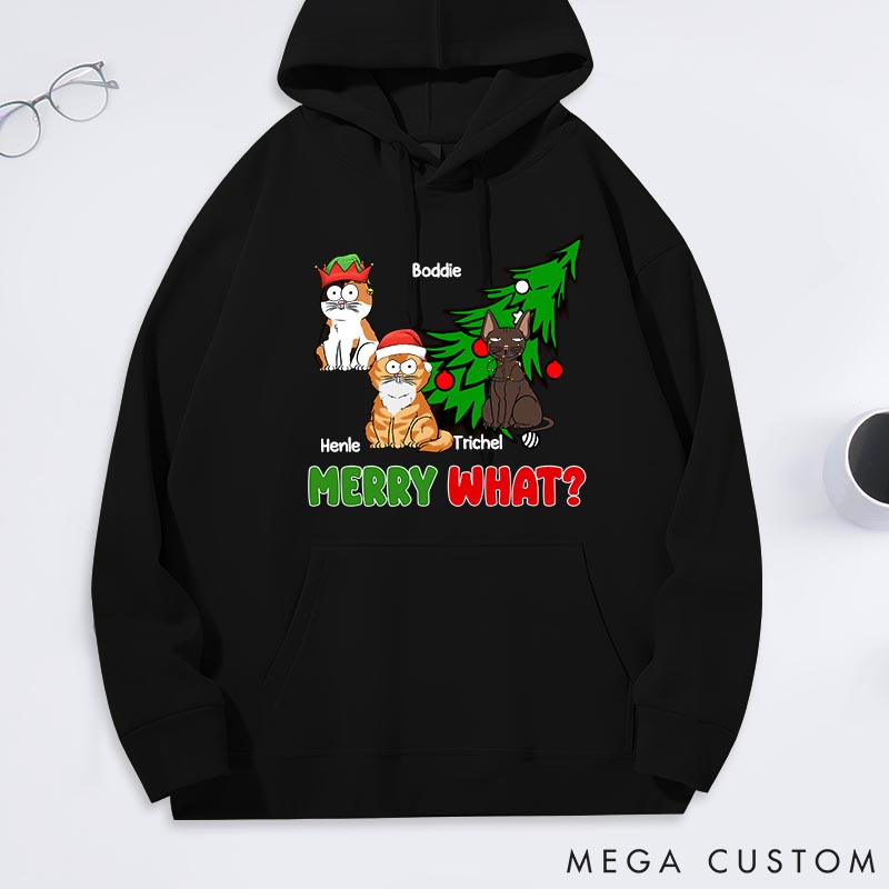 Personalized Cat Lover Merry What Funny Cartoon Cats Classic Hoodies