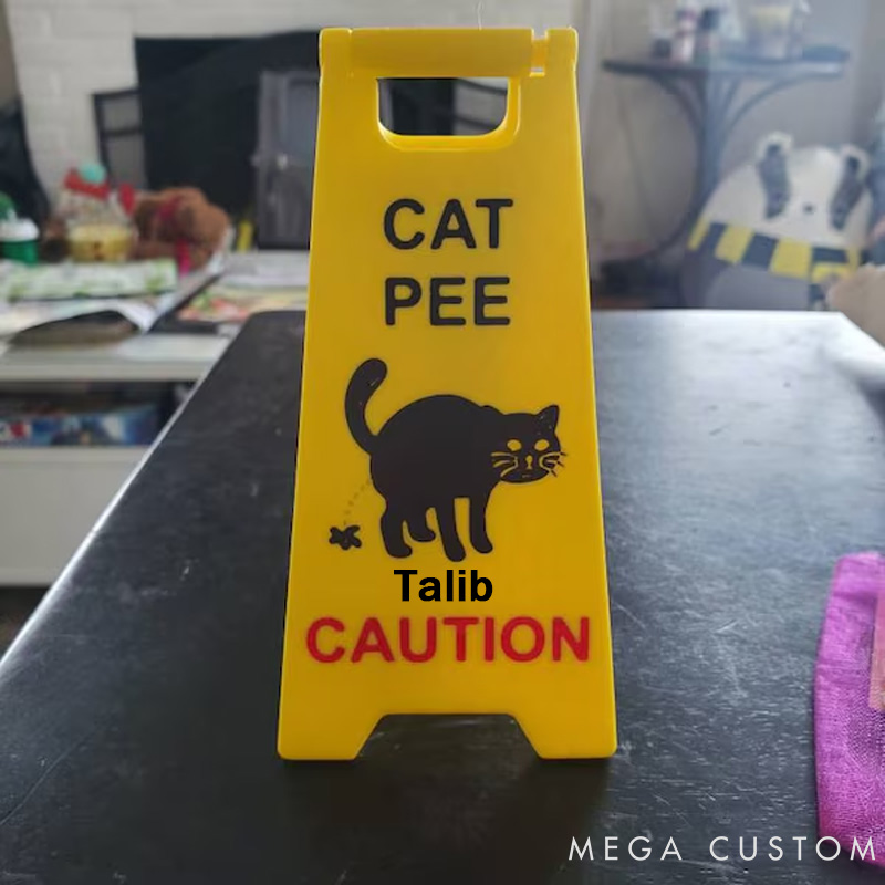 Personalized Cat Lover Mini Cat Vomit Wet Floor Sign Great
