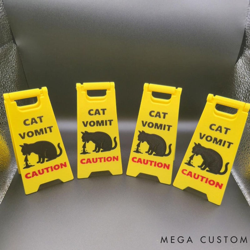 Personalized Cat Lover Mini Cat Vomit Wet Floor Sign Great