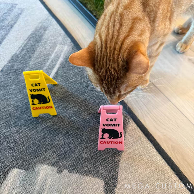 Personalized Cat Lover Mini Cat Vomit Wet Floor Sign Great