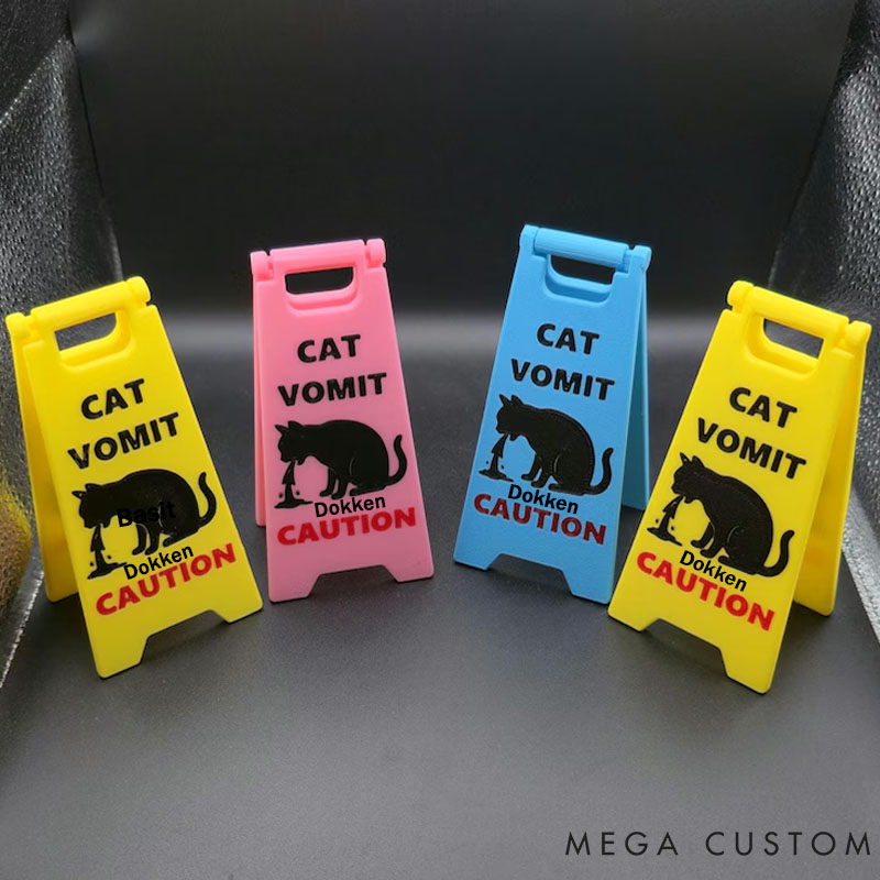 Personalized Cat Lover Mini Cat Vomit Wet Floor Sign Great
