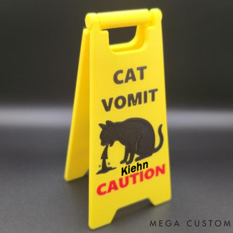 Personalized Cat Lover Mini Cat Vomit Wet Floor Sign Great