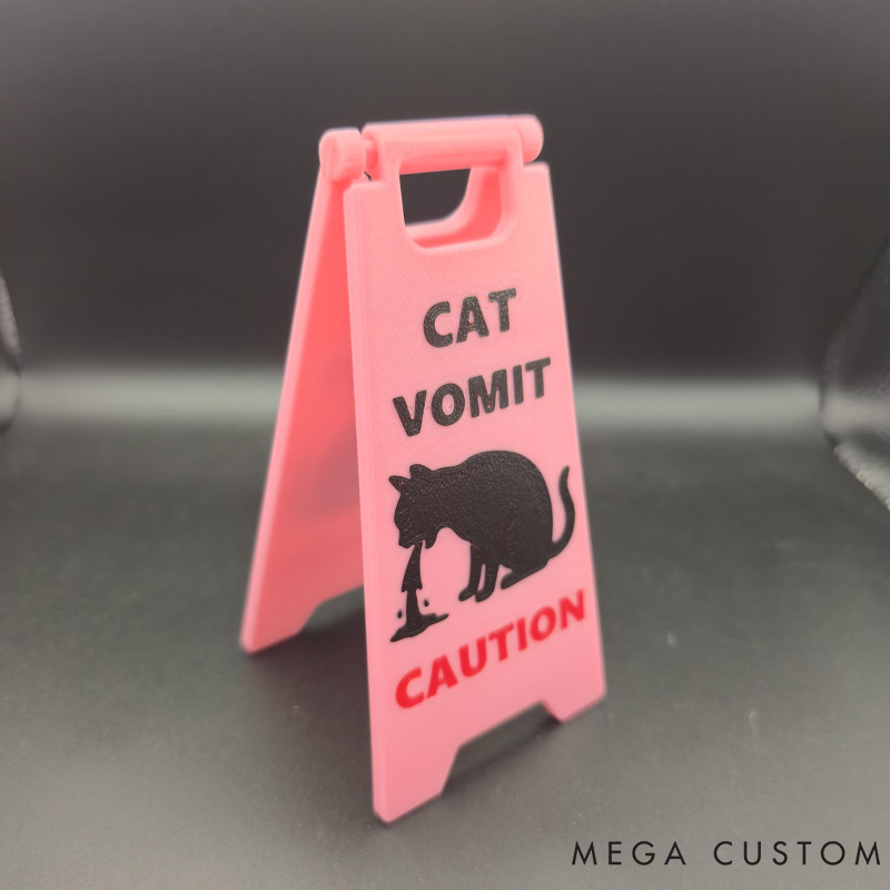 Personalized Cat Lover Mini Cat Vomit Wet Floor Sign Great