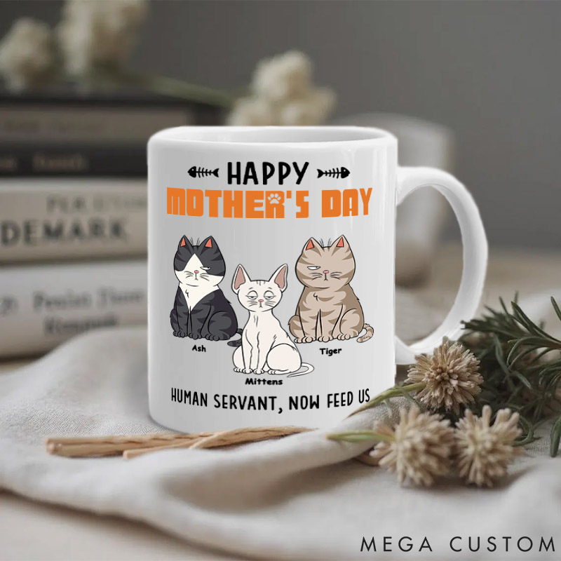 Personalized Cat Lover Mom Now Feed Me Mugs
