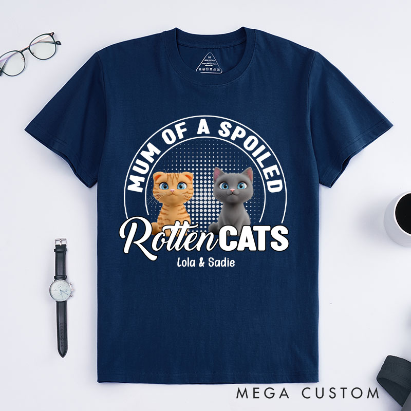 Personalized Cat Lover Mom of A Spoiled Rotten Cat T-Shirt