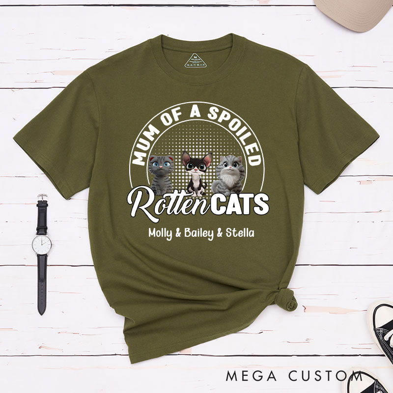 Personalized Cat Lover Mom of A Spoiled Rotten Cat T-Shirt