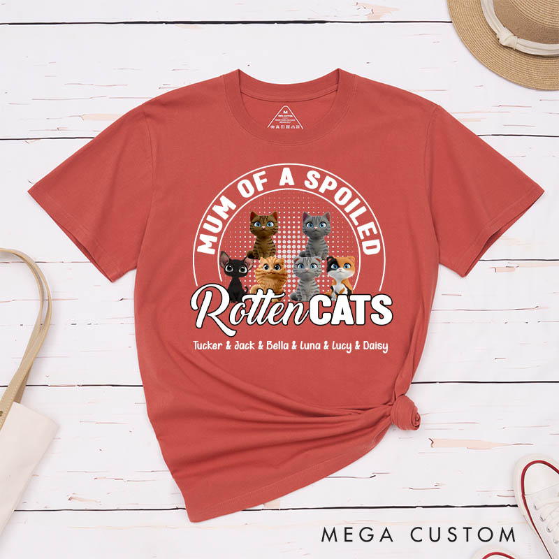 Personalized Cat Lover Mom of A Spoiled Rotten Cat T-Shirt