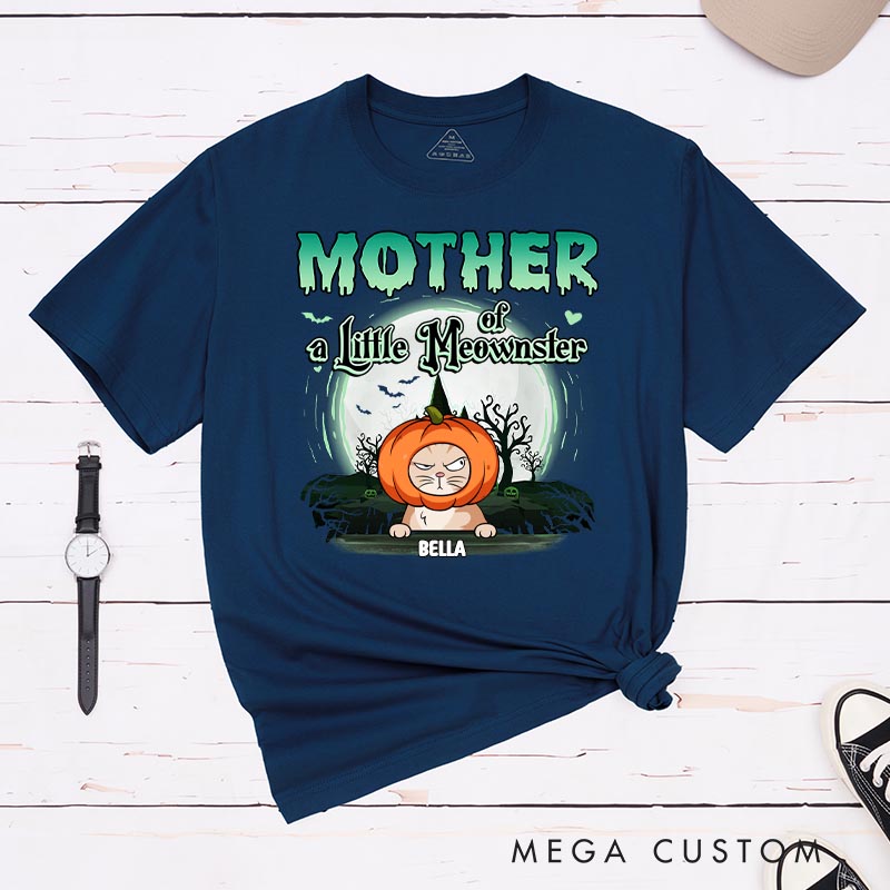 Personalized Cat Lover Mommy of a little Meownster T-Shirt