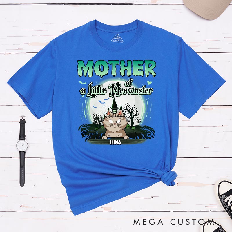 Personalized Cat Lover Mommy of a little Meownster T-Shirt