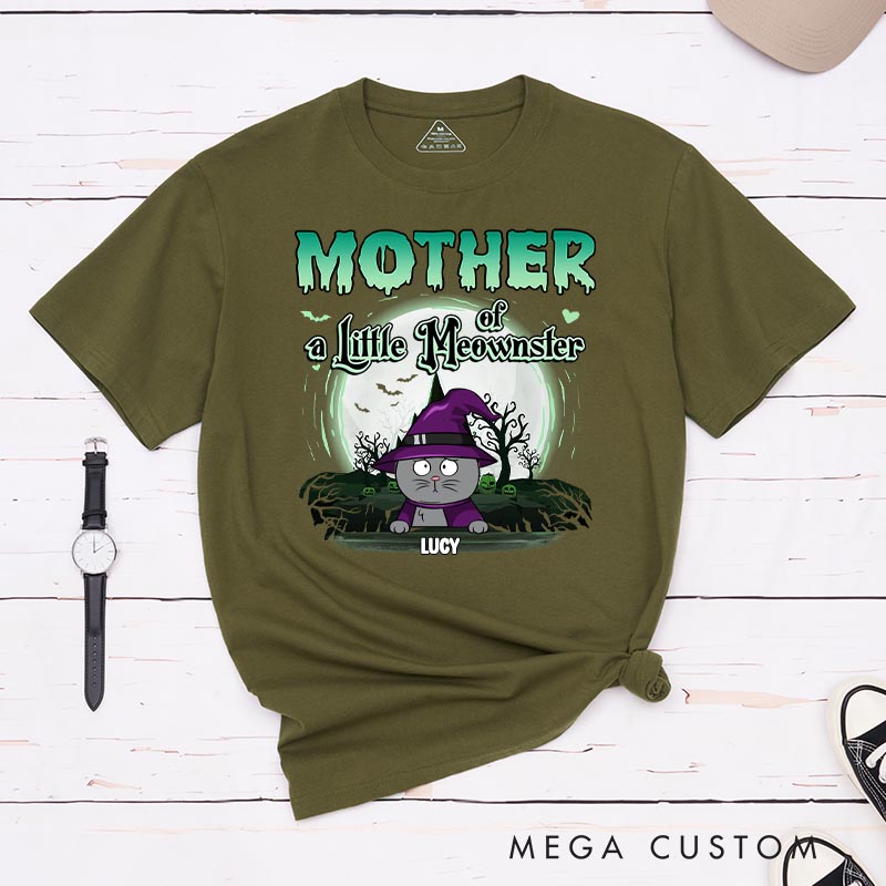 Personalized Cat Lover Mommy of a little Meownster T-Shirt