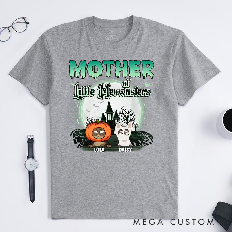 Personalized Cat Lover Mommy of a little Meownster T-Shirt