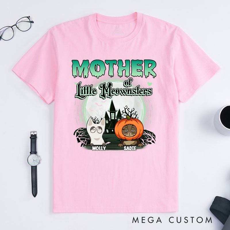 Personalized Cat Lover Mommy of a little Meownster T-Shirt