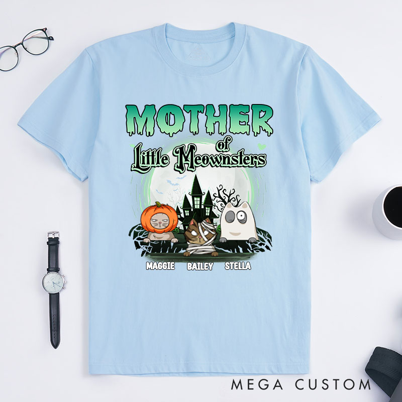 Personalized Cat Lover Mommy of a little Meownster T-Shirt