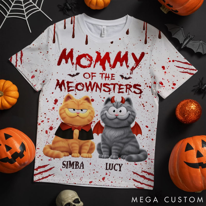 Personalized Cat Lover Mommy of the Meownster T-Shirt