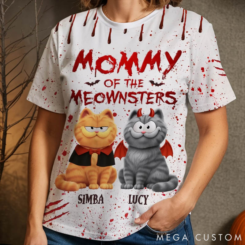 Personalized Cat Lover Mommy of the Meownster T-Shirt