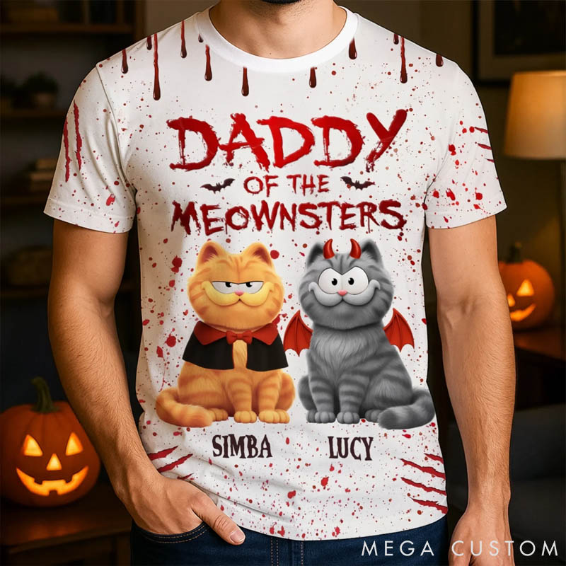 Personalized Cat Lover Daddy of the Meownster T-Shirt