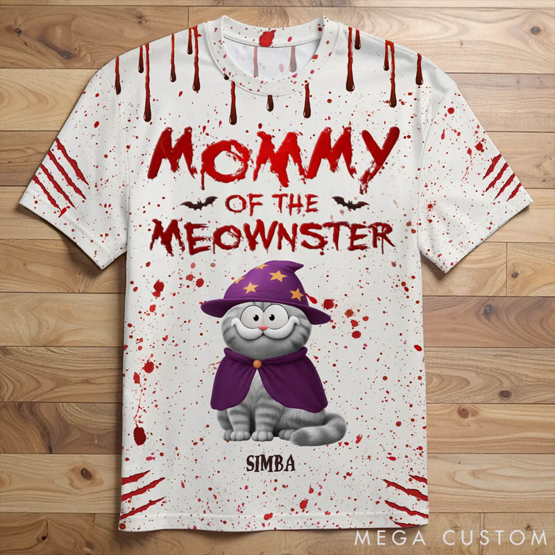 Personalized Cat Lover Mommy of the Meownster T-Shirt