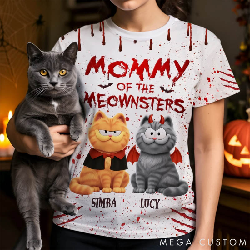 Personalized Cat Lover Mommy of the Meownster T-Shirt