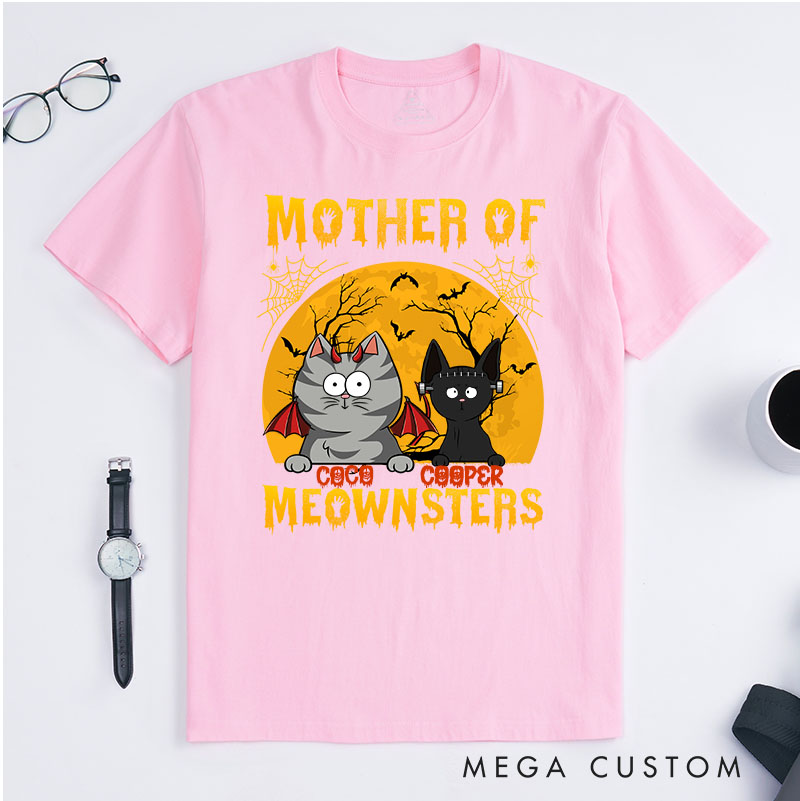 Personalized Cat Lover Mother Of Meownsters Minimalist T-Shirt