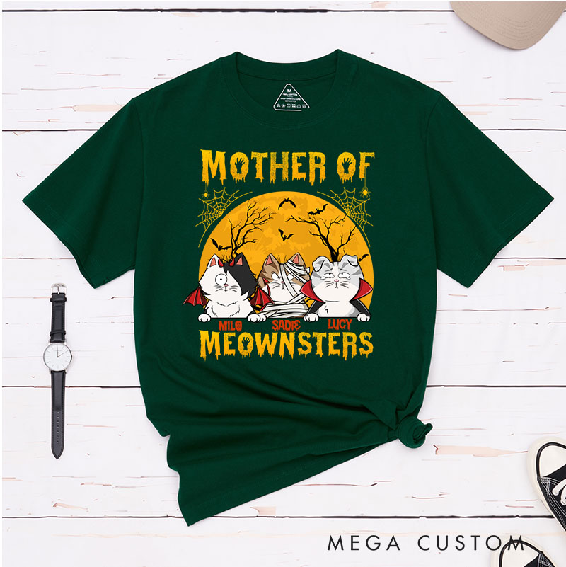 Personalized Cat Lover Mother Of Meownsters Minimalist T-Shirt