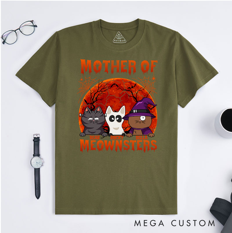 Personalized Cat Lover Mother Of Meownsters Minimalist T-Shirt
