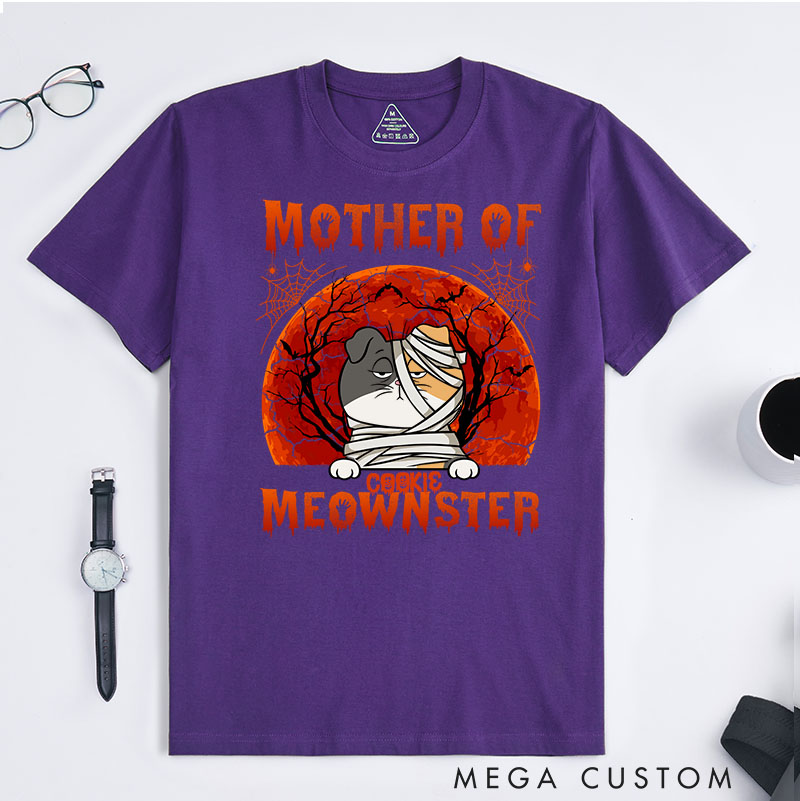 Personalized Cat Lover Mother Of Meownsters Minimalist T-Shirt