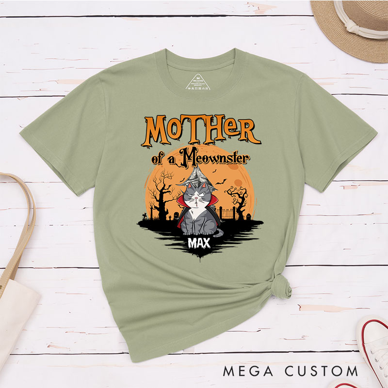 Personalized Cat Lover Mother Of Meownsters Upgraded T-Shirt