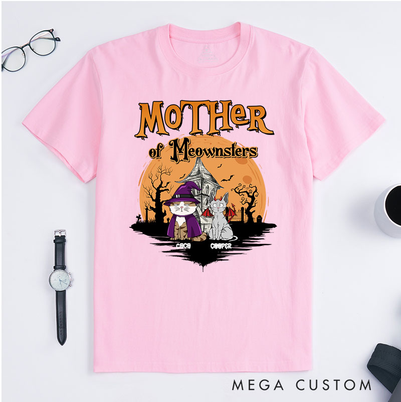 Personalized Cat Lover Mother Of Meownsters Upgraded T-Shirt