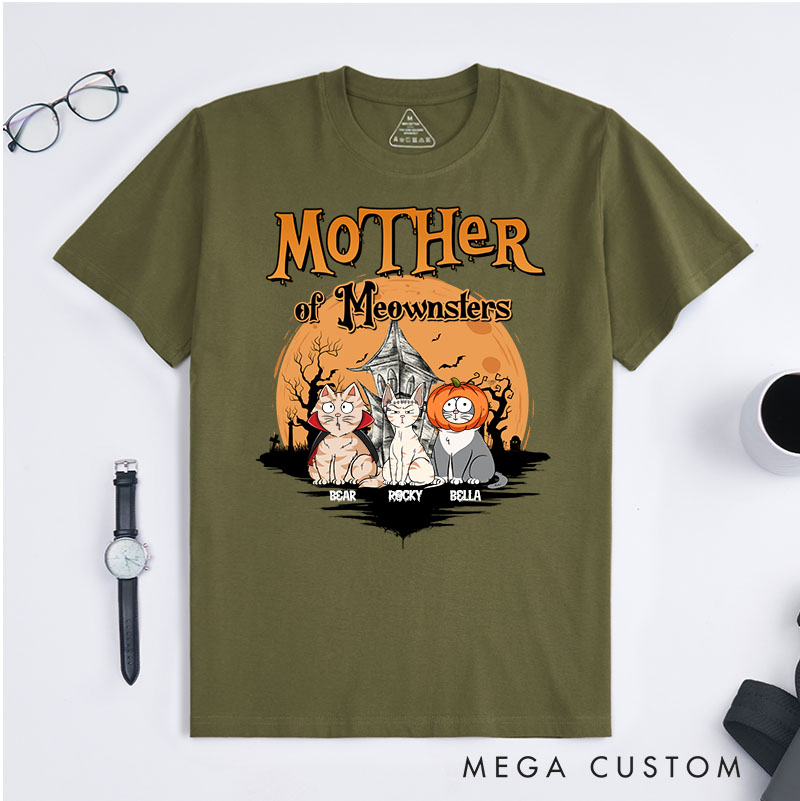 Personalized Cat Lover Mother Of Meownsters Upgraded T-Shirt