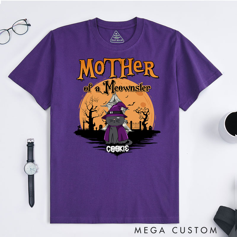 Personalized Cat Lover Mother Of Meownsters Upgraded T-Shirt